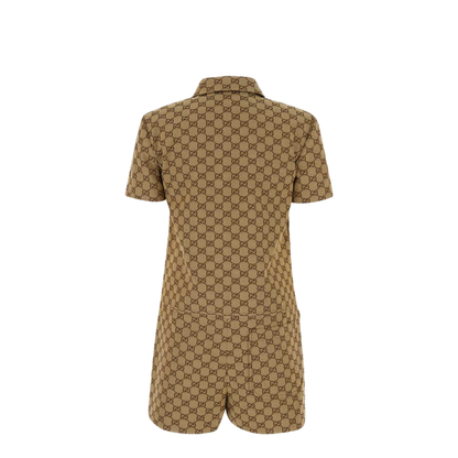 Original GG Canvas Jumpsuit in Camel and Ebony