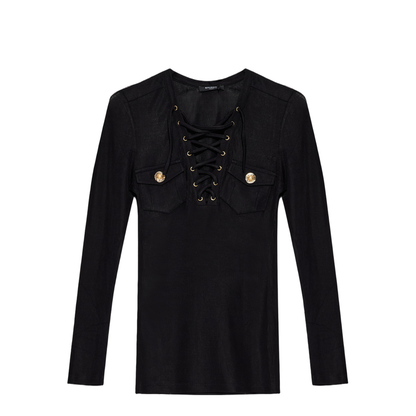 Tied Long Sleeve Short Top