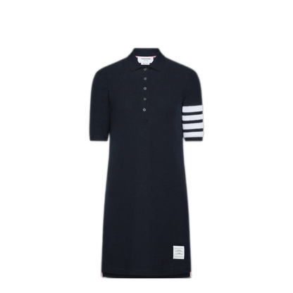 MAYFEYR - Thom Browne - Polo Dress In Textured Pique With Eng 4 Bar - FJD134AJ0248415