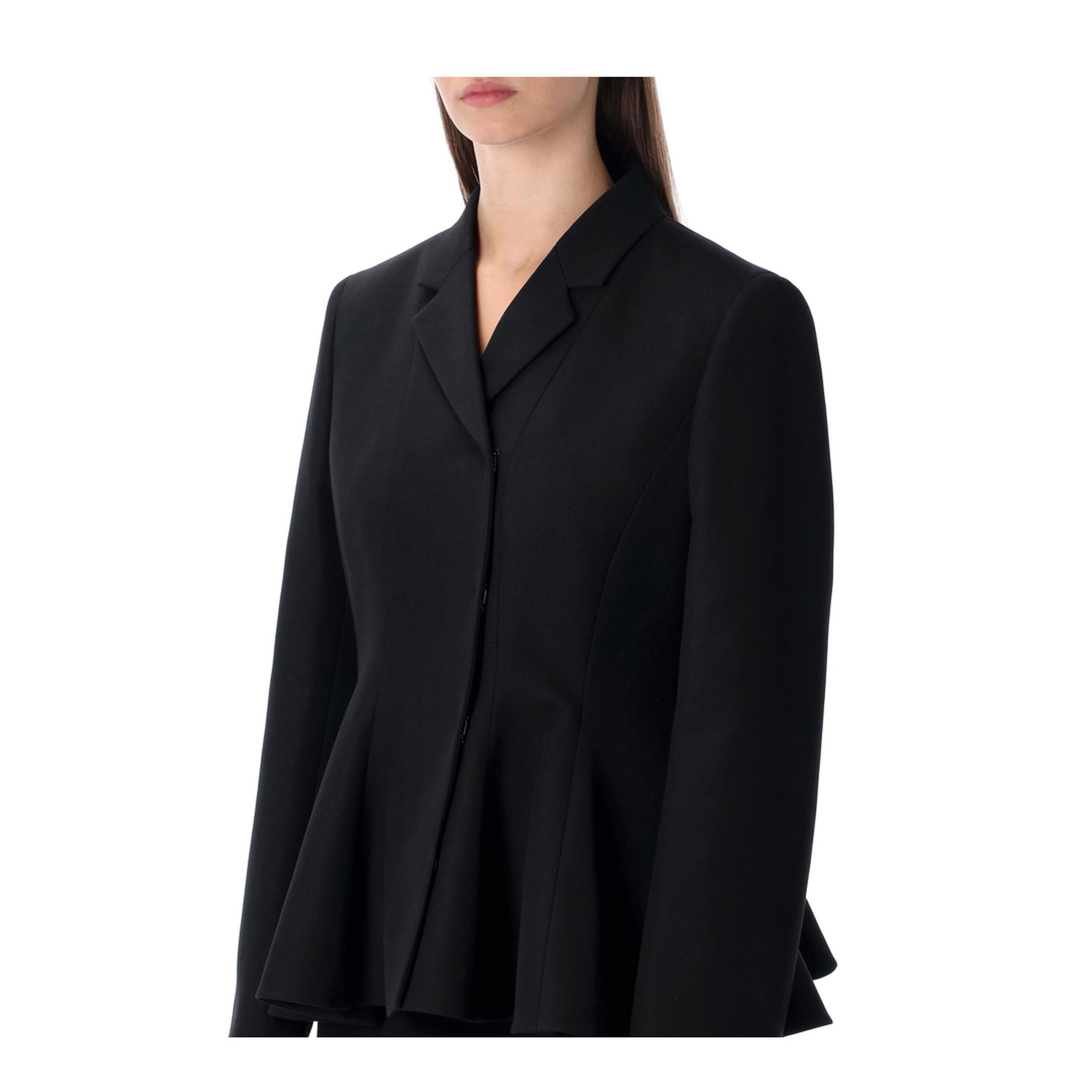 Black Grain de Poudre Wool Jacket