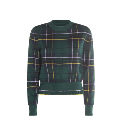 Wool Tartan Jumper Dark Green Blue