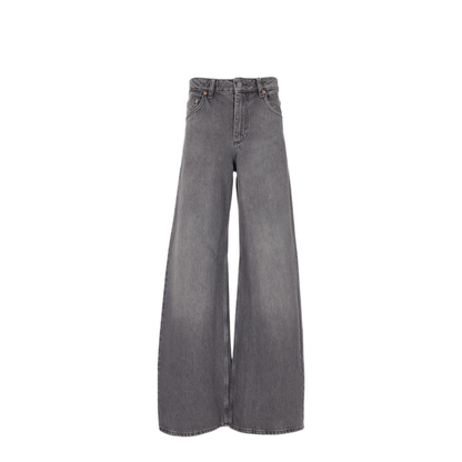 MAYFEYR - Marine Serre - Moon Laser Grey Wash Denim High-Waist Flare Jeans - WPA159ACDEN0006GR90