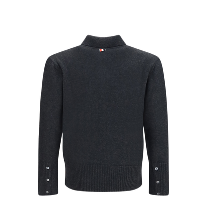 MAYFEYR - Thom Browne - 4 Bar Cable Knit Long Sleeve Polo Sweater - MKP166AY1018