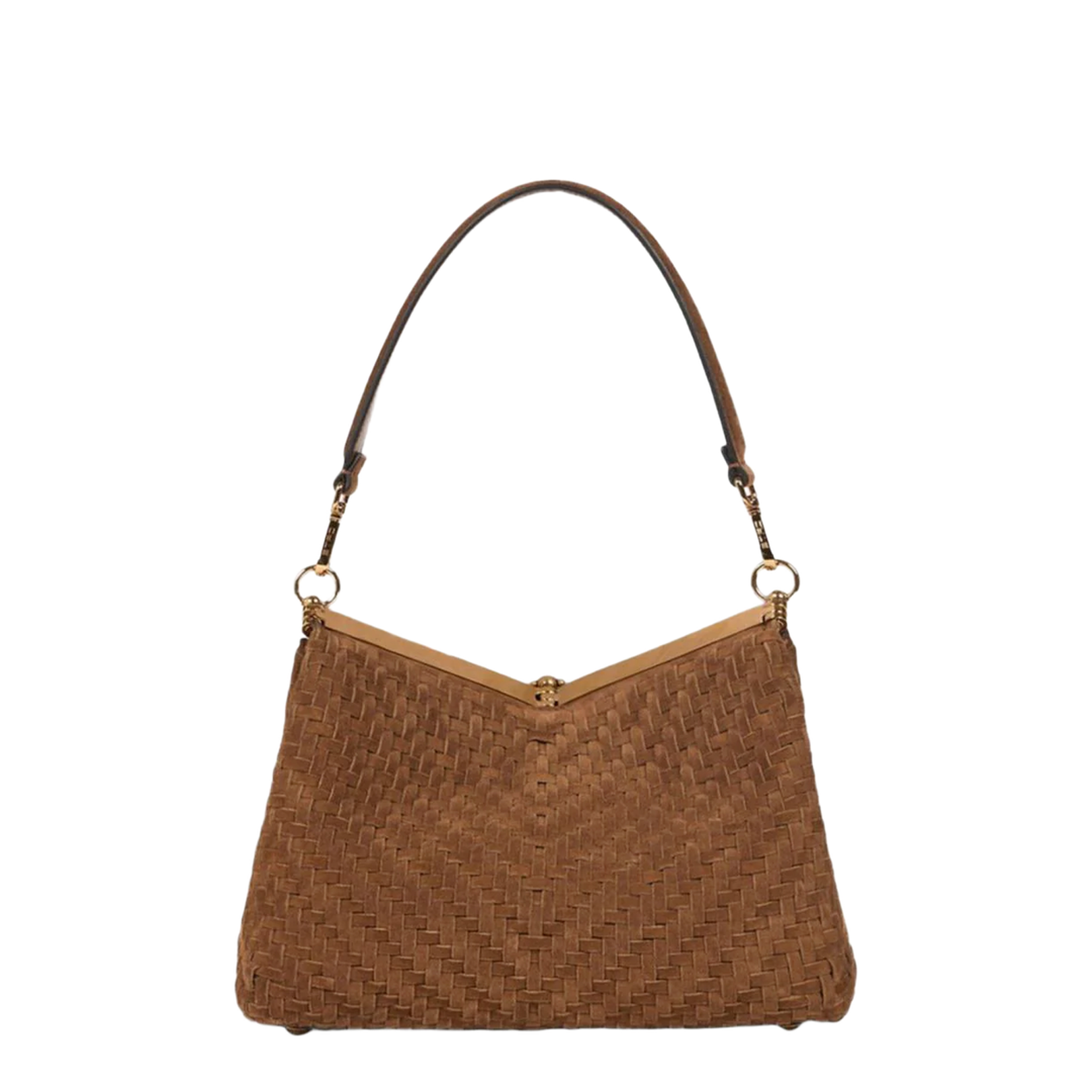 Medium Woven Suede Vela Bag
