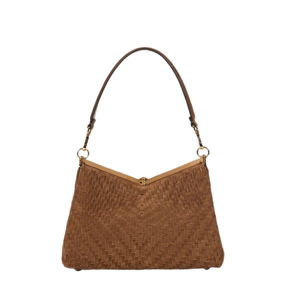 Medium Woven Suede Vela Bag