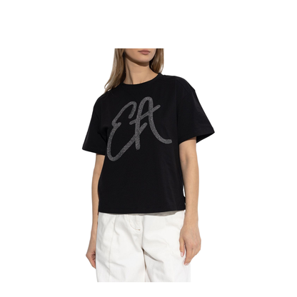 Cotton-Jersey T-Shirt with Oversized Lurex Logo