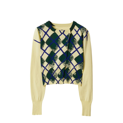 MAYFEYR - Burberry - Argyle-Intarsia Cropped Cotton Jumper - 8080924A4652