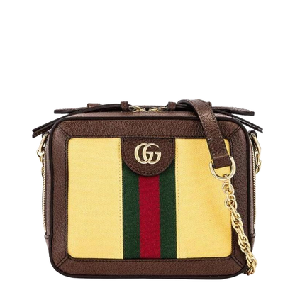 Ophidia Mini Leather Shoulder Bags - Brown