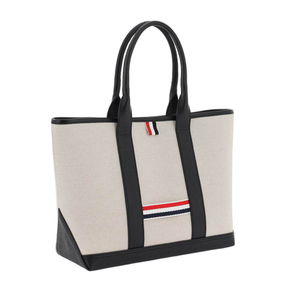 Sand Canvas Rwb-Stripe Shopping Bag