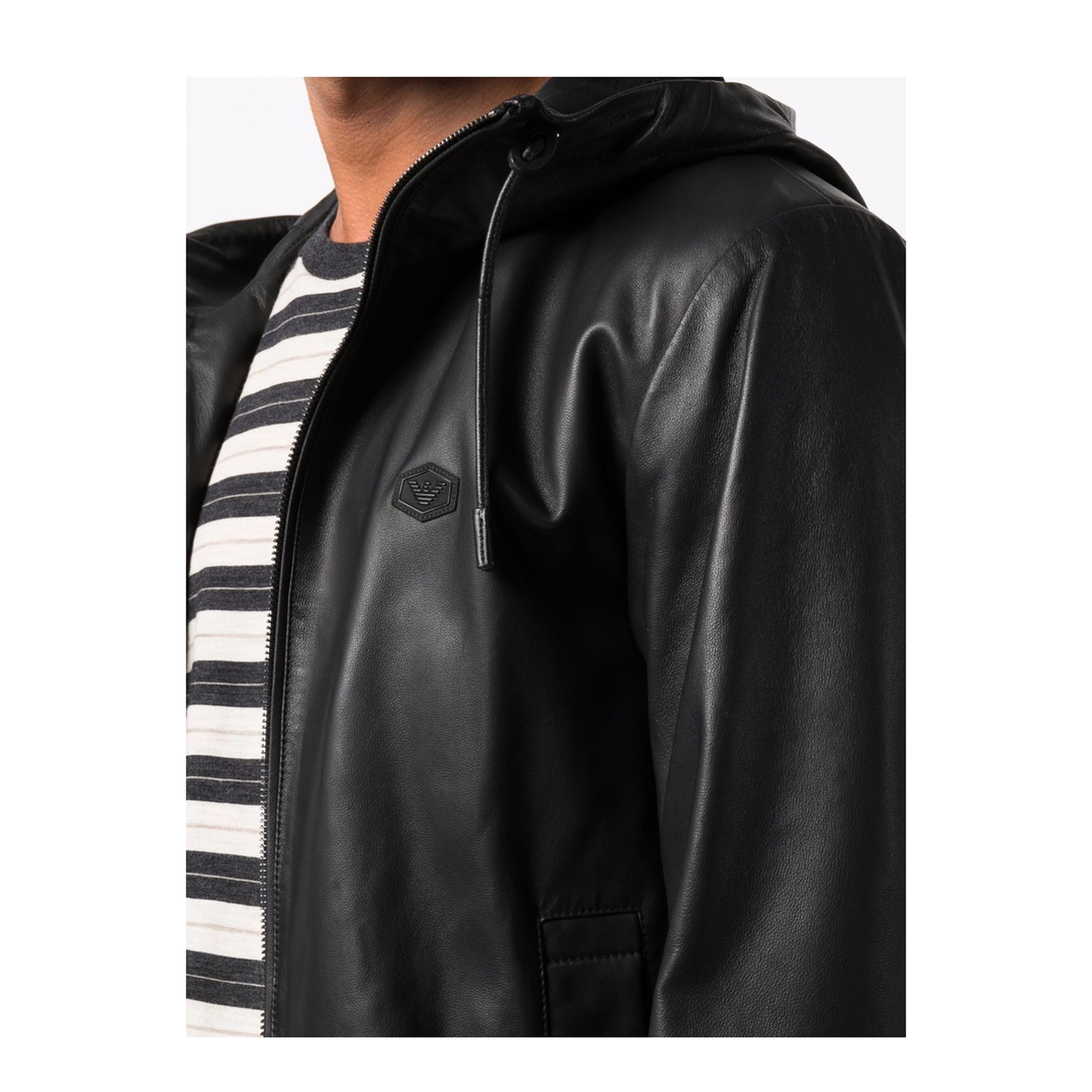 Black Lambskin Hooded Jacket