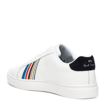 White Leather Sports Stripe Rex Sneakers