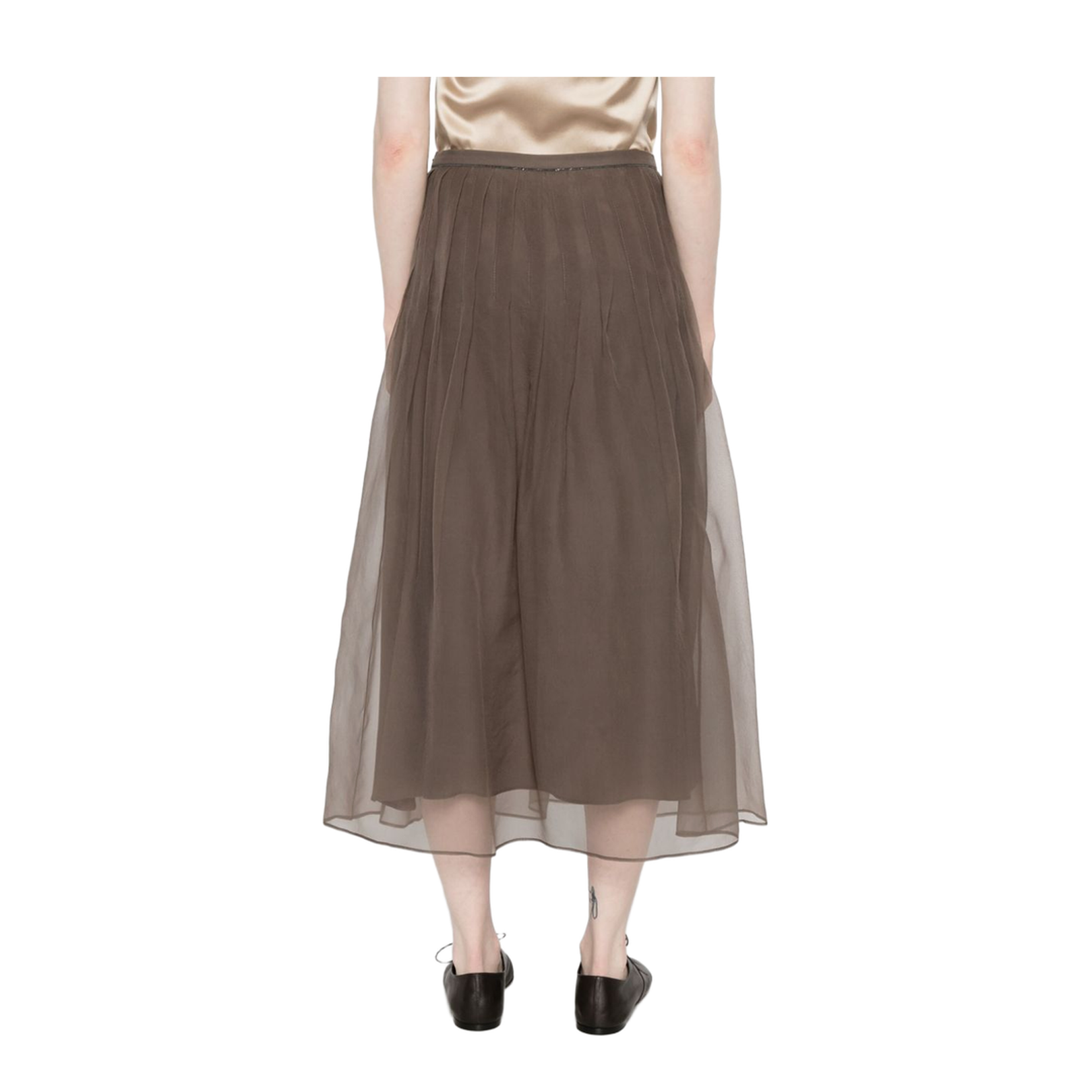 Pleated Silk Long Skirt