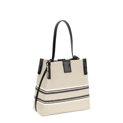 MAYFEYR - Balmain - Release Bucket Bag In Canvas And Leather - GN1CA032TJBR