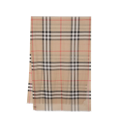 Giant Check Wool and Silk Scarf