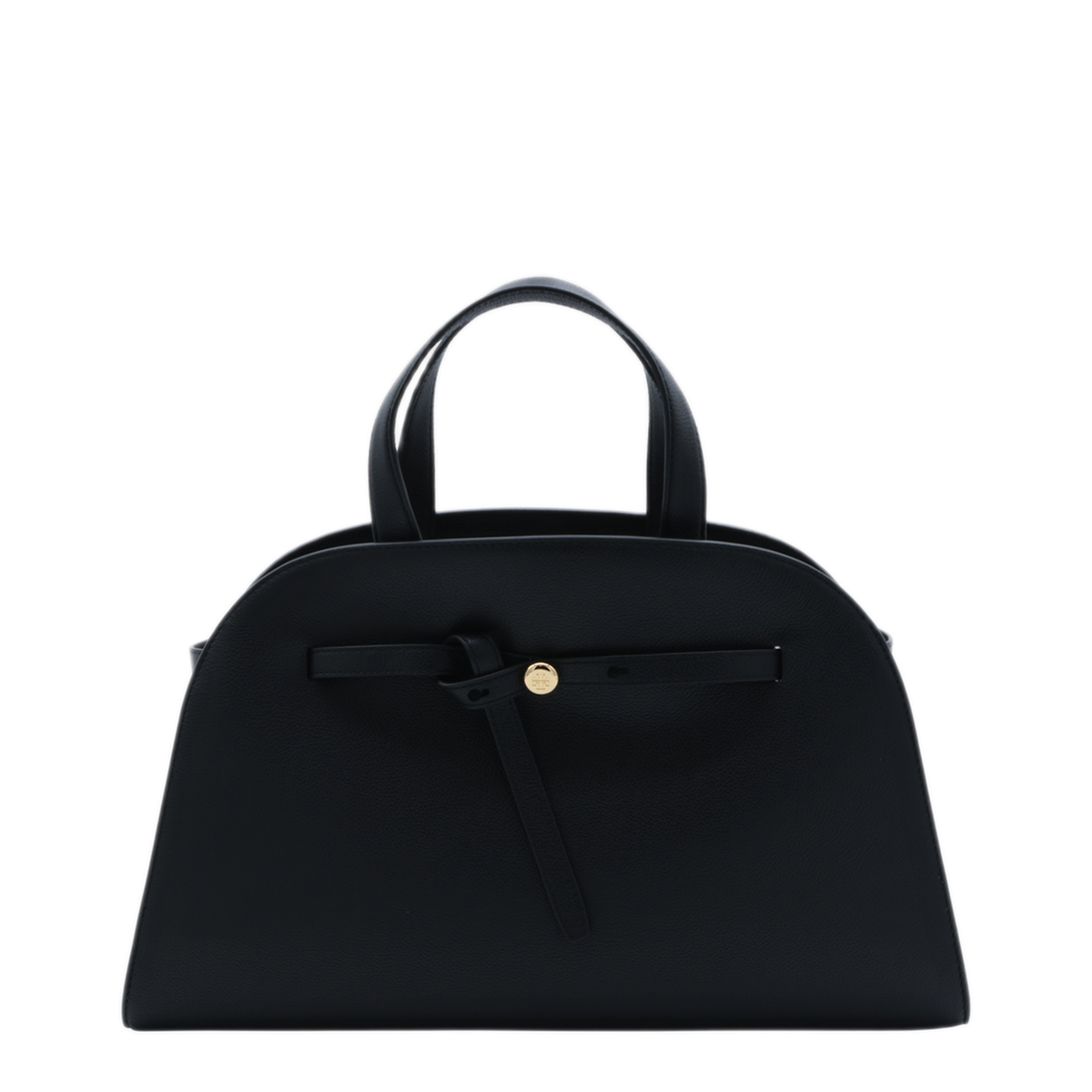 Romy Calf Leather Boston Bag - Black