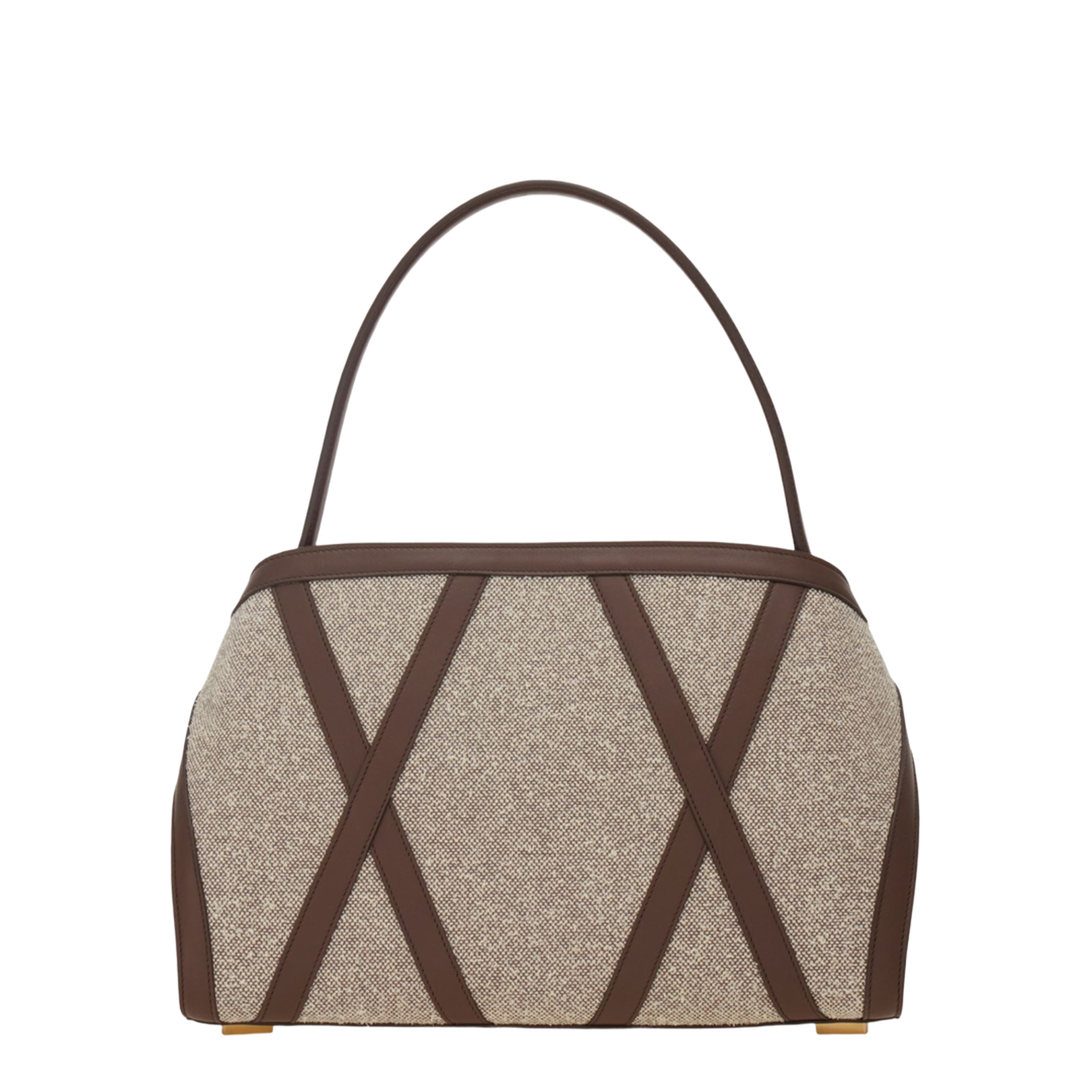 Leather Inlay Tote Shoulder Bag