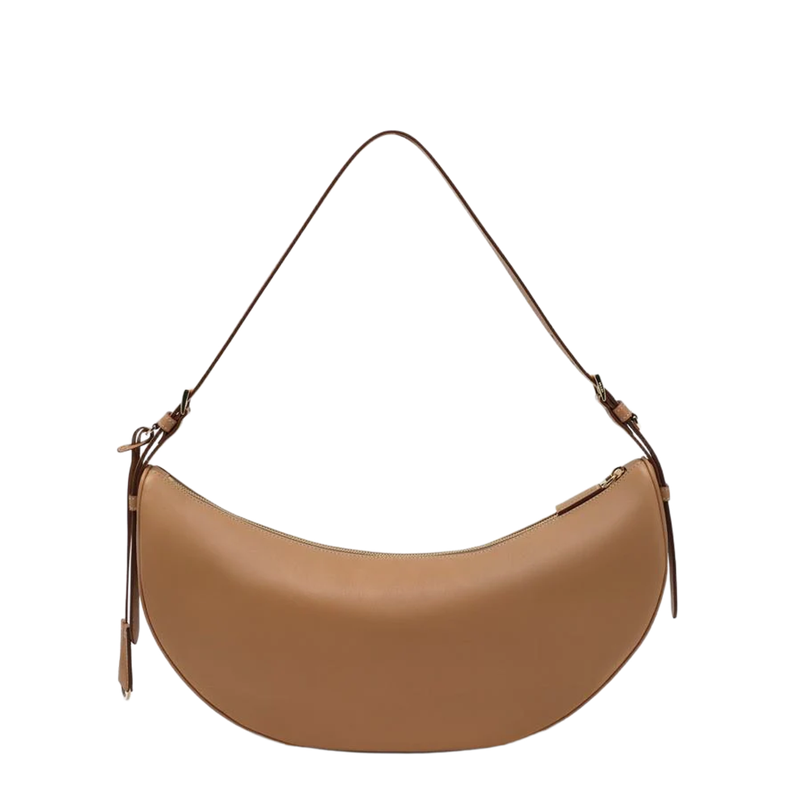 Natural Demi-lune Large Leather Shoulder Bag