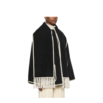 Embroidered Scarf Jacket - Dark Grey
