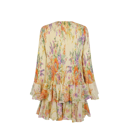 Mini Pleated Dress in Silk Georgette