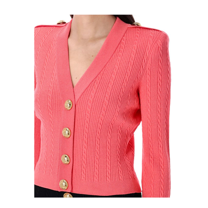 V Neck Buttoned Cardigan