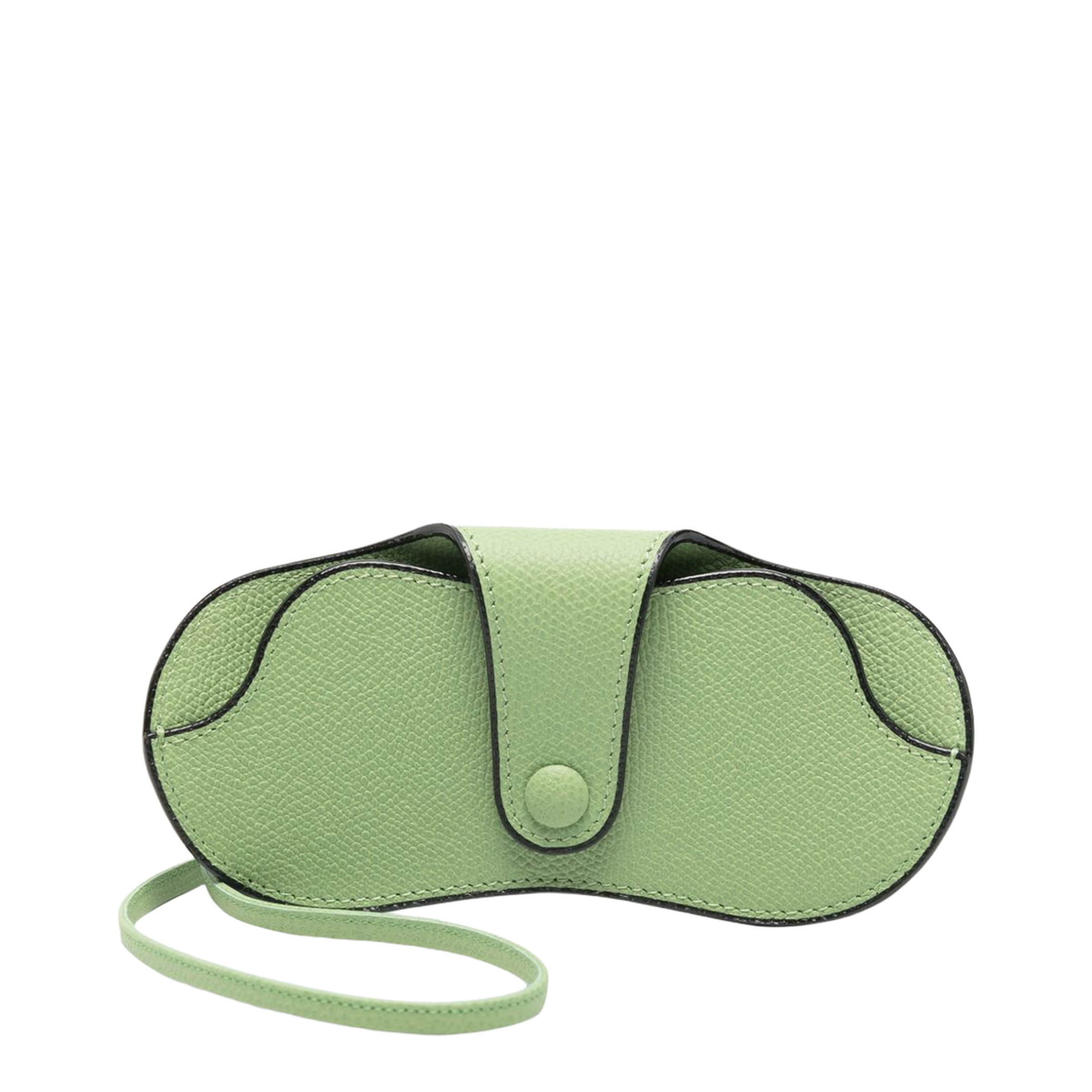 Aloe Green Leather Luxury Glasses Case with Lanyard