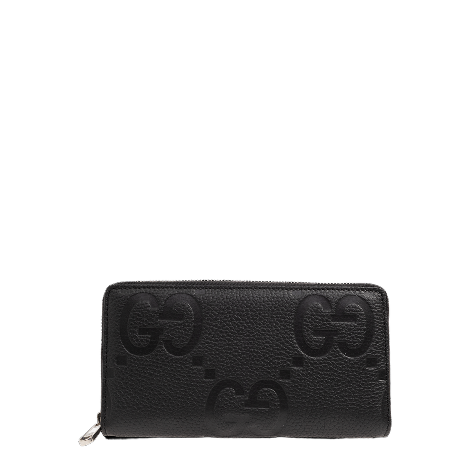 Jumbo Zip Around Wallet in Black Leather
