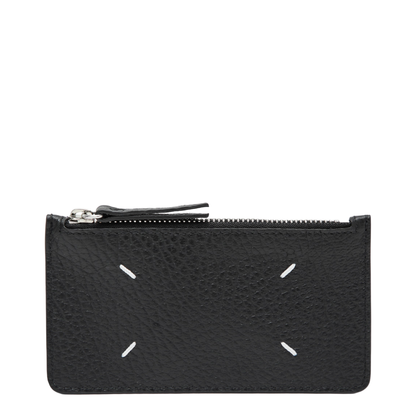 Black Four Stitches Zip Cardholder