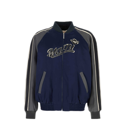 MAYFEYR - Marni - Navy Blue Satin Bomber Jacket - JUMU0193QSTV79200B94