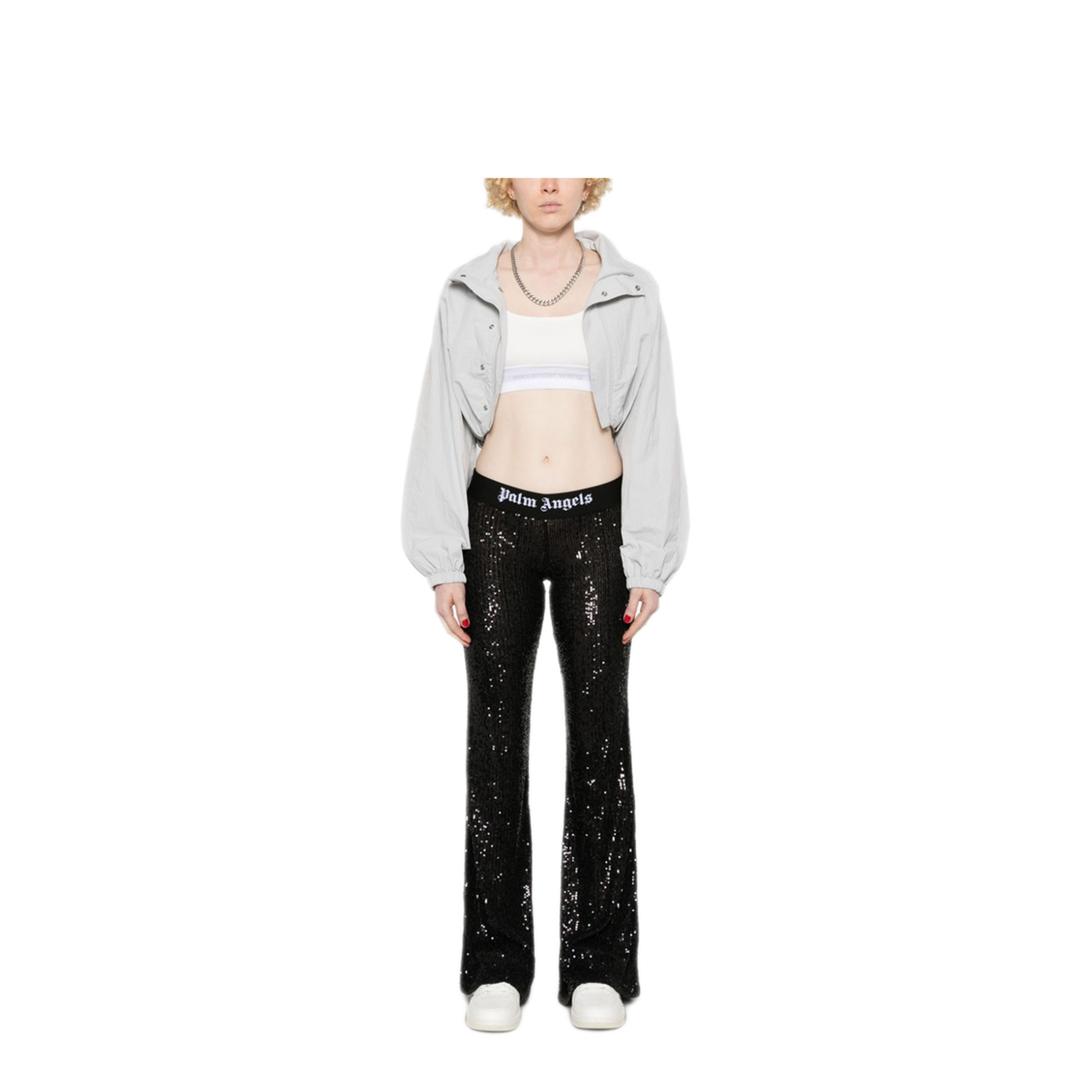 MAYFEYR - Palm Angels - Logo-Tape Sequins Flare Trousers - PWCA101F24FAB0031010