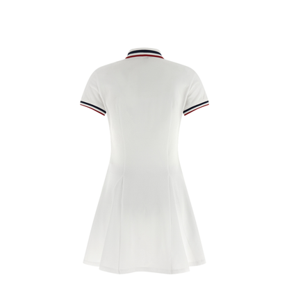 White Minidress With Classic Collar And Shorts In Cotton