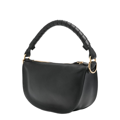 Marcie Mini Calfskin Saddle Bag - Black