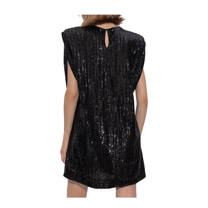 Black Shift Dress with Shoulder Pads
