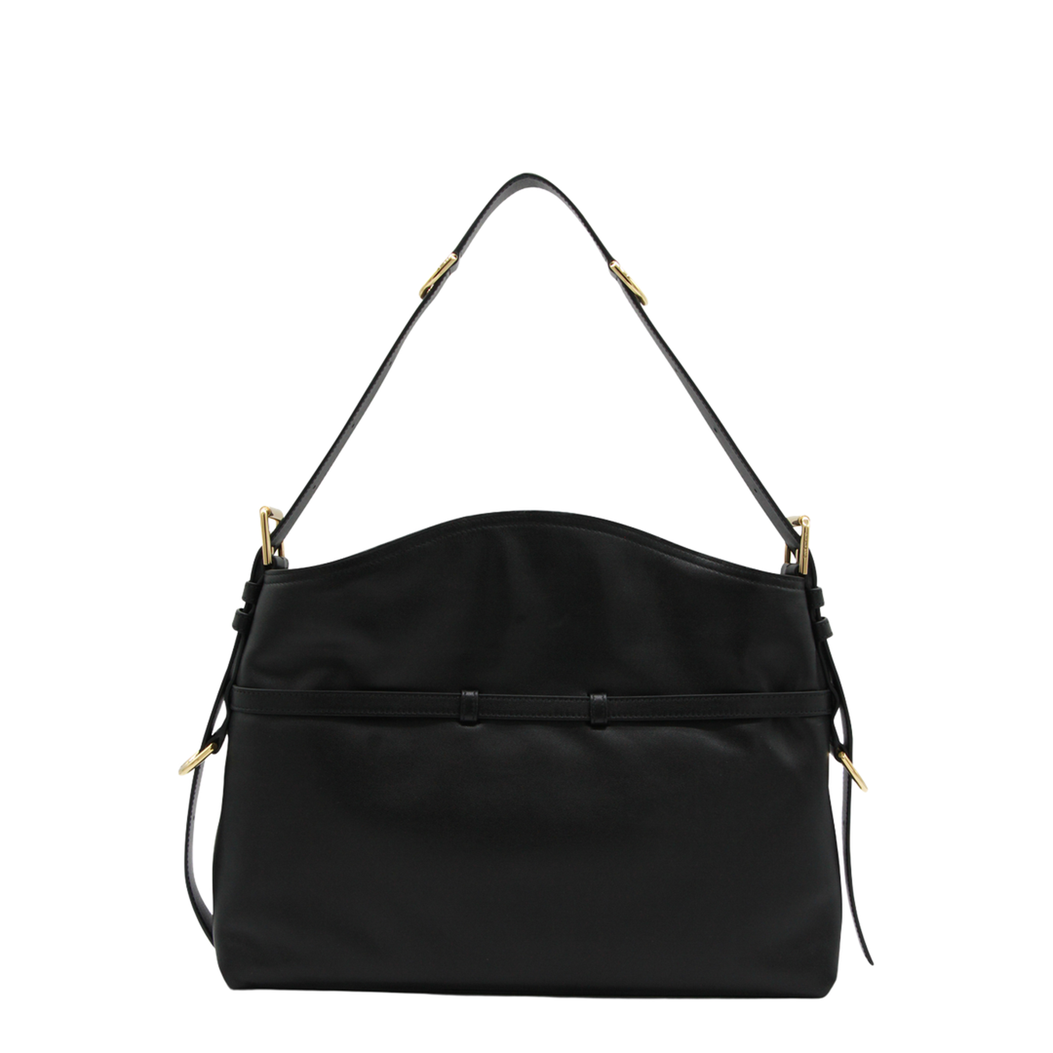 Voyou Medium Shiny Leather Shoulder Bag - Black