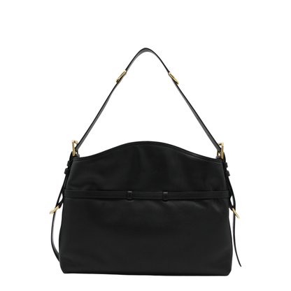 Voyou Medium Shiny Leather Shoulder Bag - Black