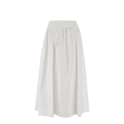 White Stretch Poplin Skirt