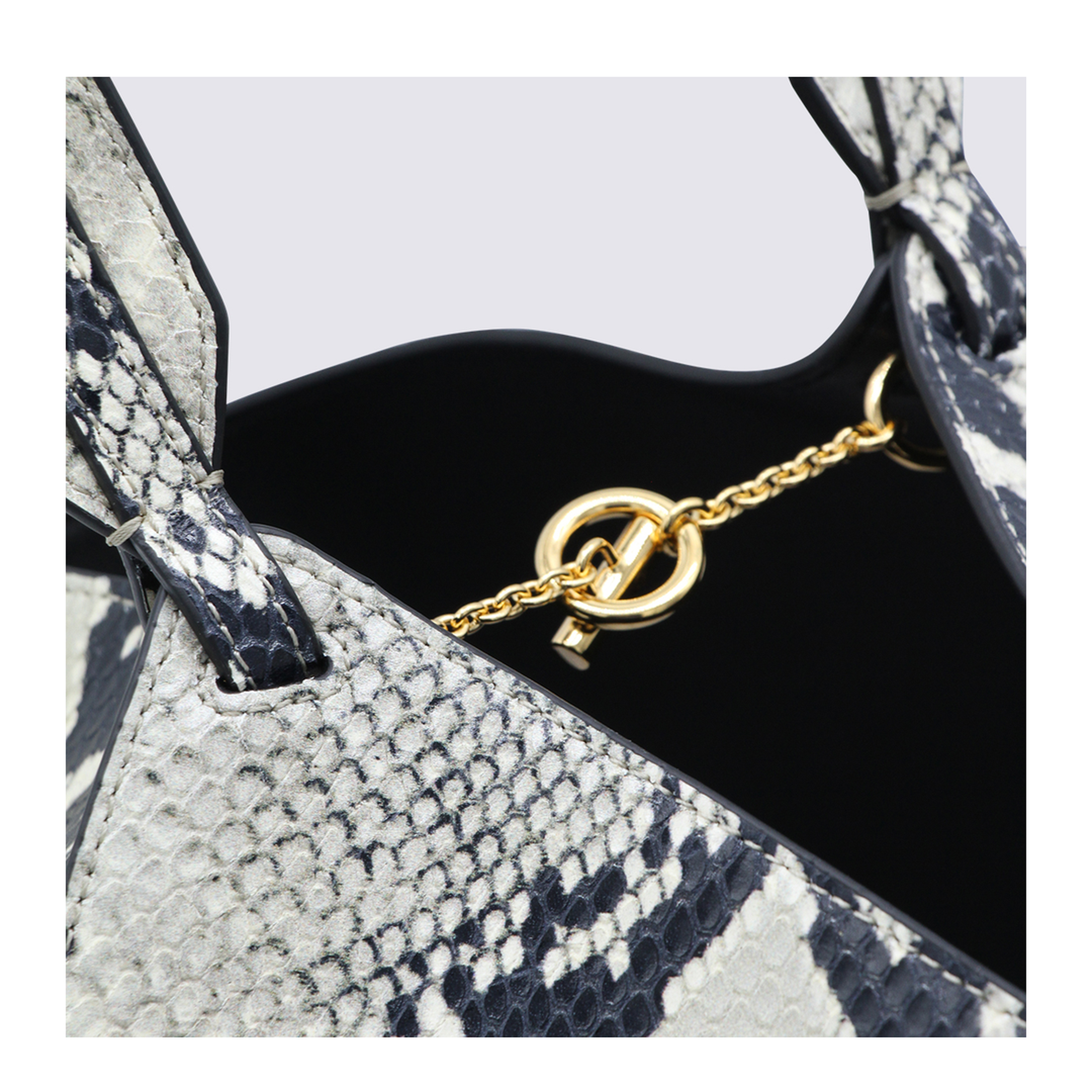 Lotus Mini Python-Embossed Calfskin Tote - Natural
