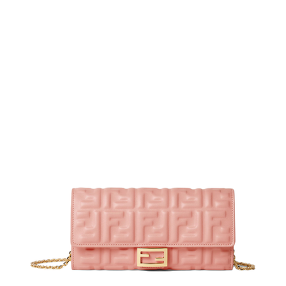 Continental Wallet with Chain in Pink Leather