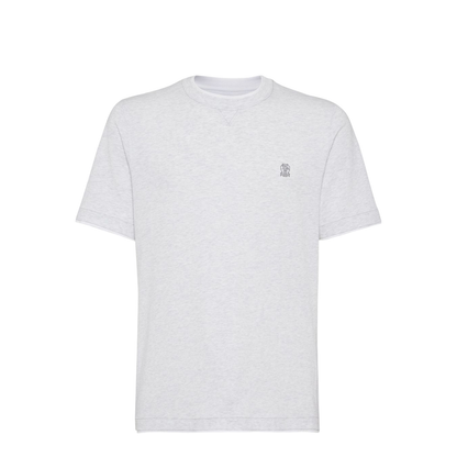 T-Shirt with Faux-Layering in Pearl Grey