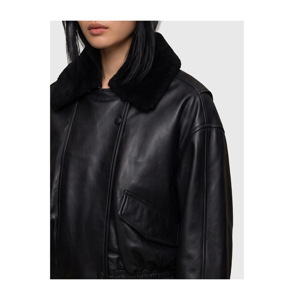 MAYFEYR - Ivy Oak - Black Lambskin Leather Bomber Jacket - IO11807130600079BK999