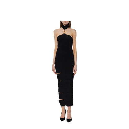 Sleeveless Long Dress with Jewelry Details