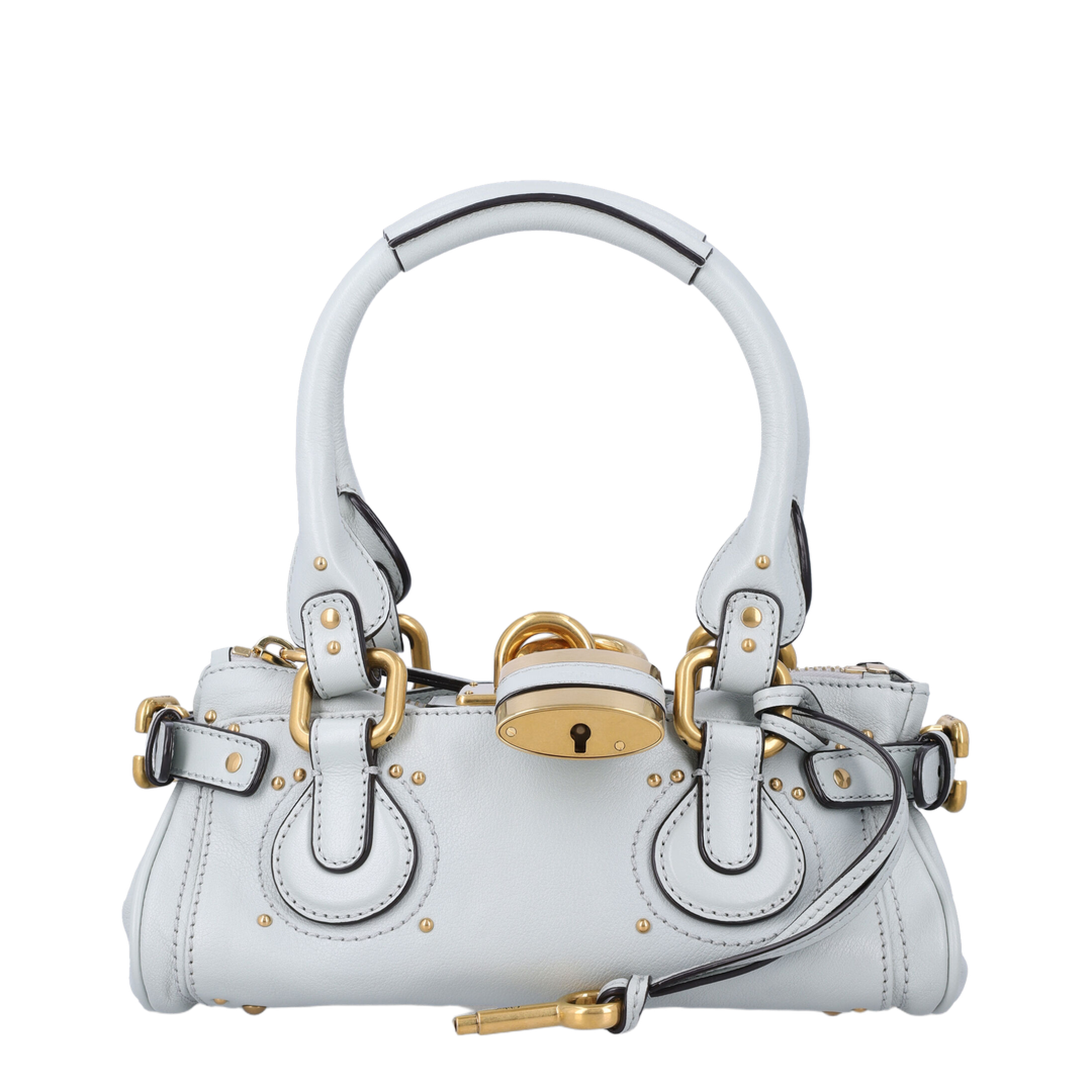 Paddington Small Buffalo Leather Shoulder Bag - Aqua Grey