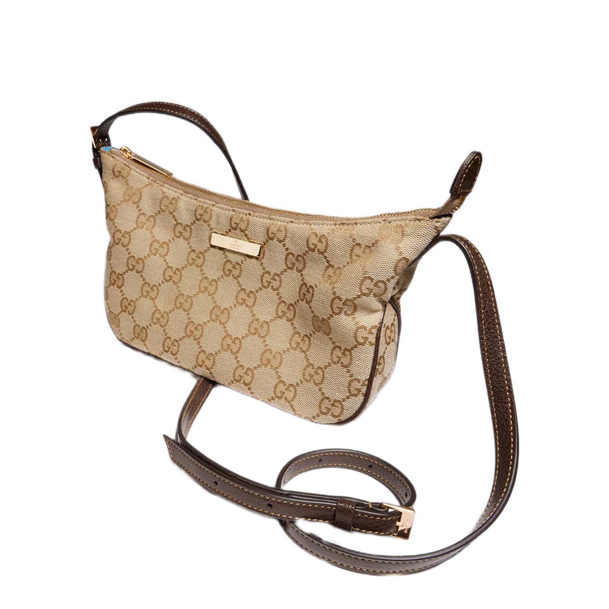Lunetta Small Canvas Shoulder Bag - Sand and Dark Brown