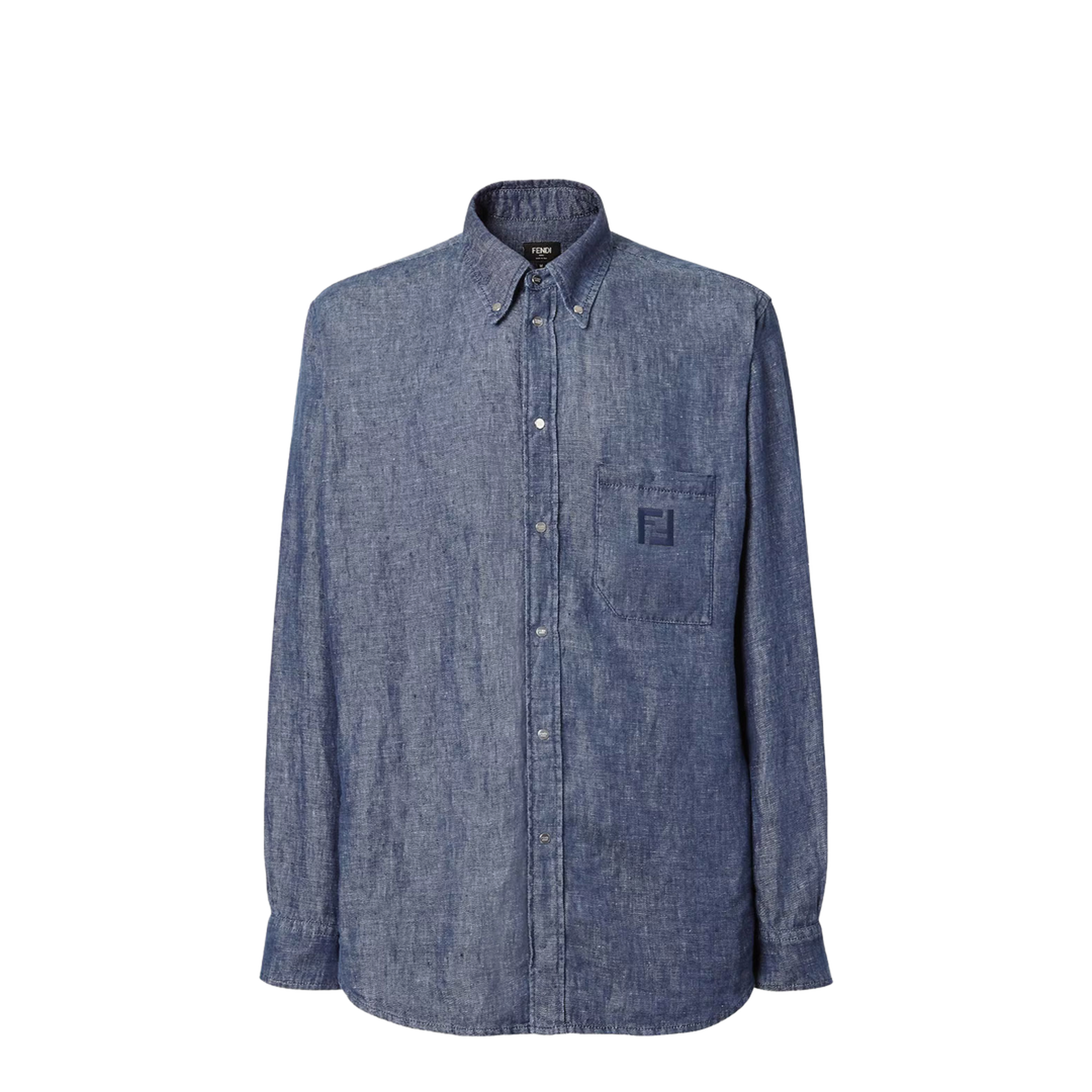MAYFEYR - Fendi - Comfort Fit Chambray Shirt With Embroidery - FS1296AVZG