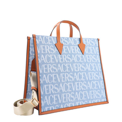 Denim Allover Logo Tote
