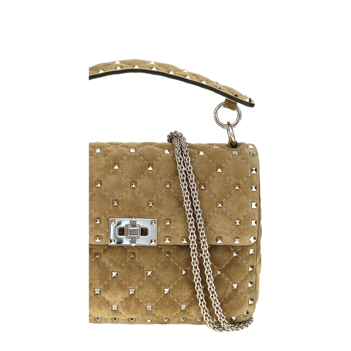 MAYFEYR - Valentino - Medium Rockstud Spike Suede Top Handle Bag - 9W2B0122KQQRDX
