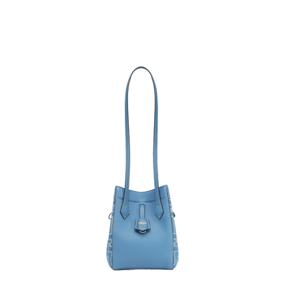 Origami Mini Leather Bucket Bags - Blue