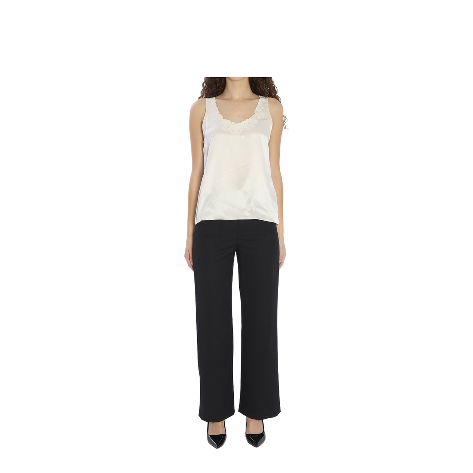 Black Wool Trousers With A Diagonal Weave