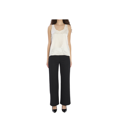 Black Wool Trousers With A Diagonal Weave