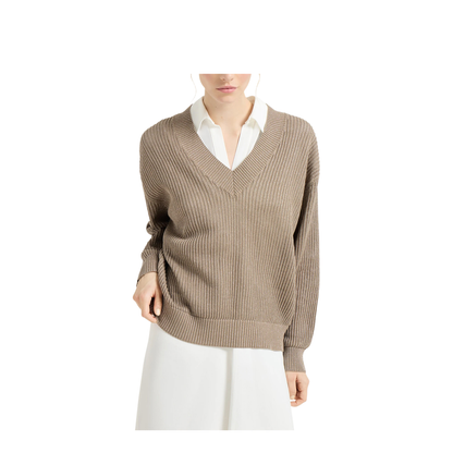 Sparkling Cotton Ribbed Net Sweater