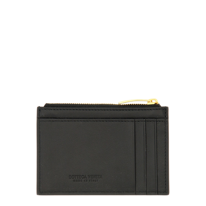 Woven Card Holder With Zipper in Black
